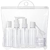 TEK® SET CONTENITORI VIAGGIO AEREO ASTUCCIO SACCHETTO ERMETICO TRASPARENTE FLACONI CONTENITORE LIQUIDO BOCCETTE