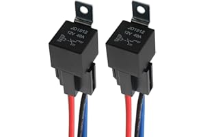 QitinDasen 2 Pieces 4 Pin Car Relay, 12V 40A SPST Automotive Relay with Harness Socket and 14/16 AWG Pre-Wired, for Car Truck Boat (Black)