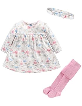 Baby Mädchen Kleidung Set Blumen Kleid Langarm + Strumpfhosen Neugeborene Bekleidungssets Outfits