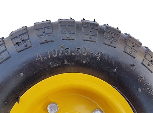 2 x Frosal Luftrad Bollerwagen Ø 260 mm 4.10/3.50-4 | Ersatzrad Reifen Sackkarre | Achse 16 mm | Rad mit Kugellager | Stahlfelge Gelb - 4
