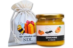 ‎GREGA´S IMKEREI Grega's Imkerei - Honig Geschenkset im Säckchen – "Wir schenken uns NIX" mit Sorte deiner Wahl Perfekt als Mitbringsel, Abschiedsgeschenk oder Dankschön Geschenk (250 g, Orange im Honig)