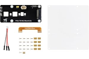 Waveshare PCIe To M.2 Adapter Board (C) For Raspberry Pi 5, Supports NVMe Protocol M.2 Solid State Drive, High-Speed Reading/Writing, With Transparent Acrylic Mounting Plate, Side-Mounting Solution