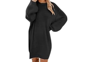 VEMOW Vestido Mujer Invierno SuéTer Tejer SuéTer Tipo con Cuello De Tortuga Calentar Manga Larga Bolsillo Mini SuéTer Vestir OtoñO Summer