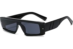 Long Keeper Occhiali Da Sole - Occhiali Futuristici Stile Cyberpunk Lenti Rettangolari Protezione UV Occhiali Da Sole Donna Uomo