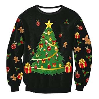 Pull 'moche' De Noël Femme – Imprimé Renne, Col Rond, Manches Longues, Sans Capuche