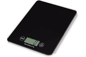 ANIMALUJOS BONDIBUY Bascula Cocina Digital, Balanza Cocina hasta 5 Kg, Bascula Cocina, Balanza de Cocina, Batería 2032 Incluida (NEGRO, Vidrio templado)