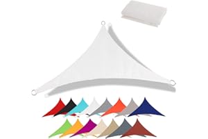 CANYUE Premium Tenda A Vela - Vela Ombreggiante Impermeabile - Protezione UV - Tessuto Oxford A Foglio Intero Senza Cuciture - Tende Da Sole Per Esterno, Balcone, Giardino (3x3x3 m,bianco)