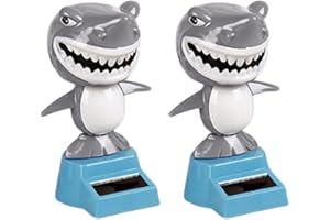 oAutoSjy Solar Haifisch Wackelfigur Tanzende, Armaturenbrett Ornament Solar Tanzen Wippende solarbetriebene Dekoration Autos Spielzeug für Auto Dekoration, Grau