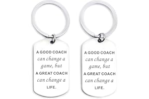 N\A 2 Pcs Stainless Steel Coach Keychains Coach Keyring Charm Ring Keyfob Sport Coach Gifts for Coach