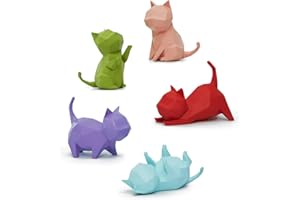 HAUCOZE Amoy-Art 5pcs Gato Figura Decorativa Modern Escultura Estatua Animal Regalo Interior Arte Resina Decoración del Hogar