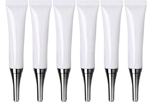 VASANA Lot de 6 tubes vides en plastique souple pour crème contour des yeux avec bouchon argenté pour crème des yeux, baume à lèvres, gloss - 15 ml