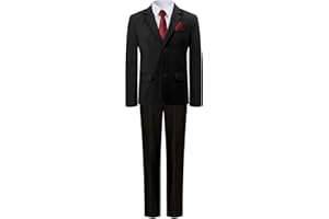 mintgreen 6pcs Boys Trajes Set, Blazer y Pantalones y Chaleco y Camisa y Corbata con Pañuelo de Bolsillo, 7-12 Años