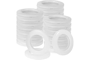 Coolty 32 anelli per tende da 40 mm, in plastica ABS, bianchi, anelli per tende, anelli fai da te per finestre, doccia, armadietti