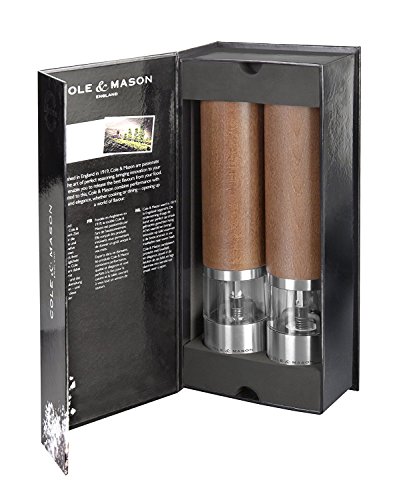 Cole & Mason H304728P „Cheltenham“ Geschenk-Set mit Elektrischer Salz- und Pfeffer-Mühle 210 mm, edelstahl mit buche Precision - 3