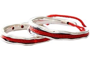 Helen de Lete Romantico filo rosso in argento Sterling 925 anello aperto 2PCS coppia anello set, Argento sterling