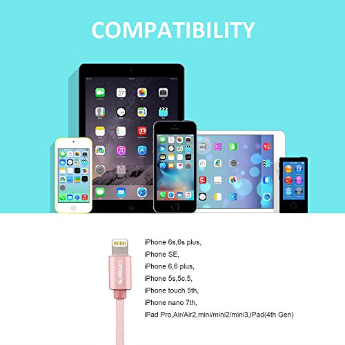 Lightning Ladekabel 1.2m [Apple MFi Zertifiziert] OMARS Dauerhaft umflochtenes Nylon USB Ladekabel mit Aluminum Anschluss für iPhone iPad und iPod - 7