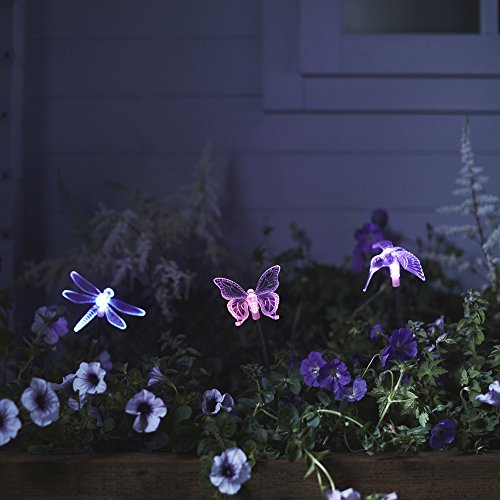3er Set Solar Stableuchten Gartendeko Libelle Kolibri Schmetterling Lights4fun - 2