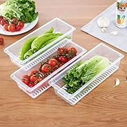 Raawan Food Storage Container with Removable Drain Plate and Lid Fridge Storage Box Stackable Plastic Freezer 