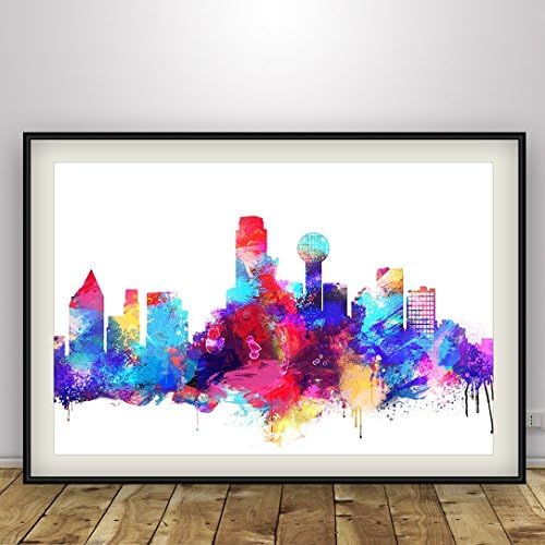Dallas City Art, Texas City Poster, Dallas Skyline Decor, Watercolor Dallas City Print, Urban Illustration Cityscape Art Decor, Unframed print