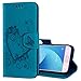 Produktbild Galaxy J5 2017 Hülle,Galaxy J5 2017 Schutzhülle,KunyFond Ledertasche Flip Case Schutzhülle Brieftasche im BookStyle Retro 3D Schön Prägung Liebe Blume Muster PU Leder Hülle Handytasche Kunstleder Lederhülle Folio PU Leather Wallet Klapphülle Flip Book Case Schutz PU Lederhülle Handyhülle Schale Bumper Dünn TPU Back Rückseite Tasche Ständer Etui mit Standfunktion Karteneinschub und Magnetverschluß Anti-Scratch Shell Etui Pouch Flip Klapp Cover für Samsung Galaxy J5 2017,Blau