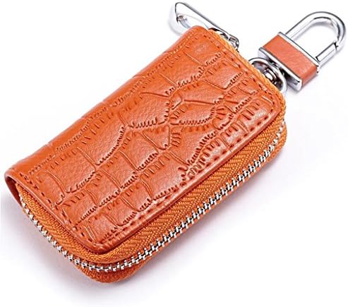 YSbiotts®,Car key bag,Leather key bag,Key bag hook,Zipper key bag,Light Brown,9.5*5.5*2.2CM
