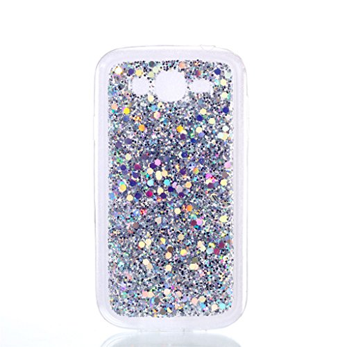 Samsung Galaxy 19060 Hülle Shiny Sparkle Schutzhülle,MUTOUREN Fashion Glitter Glitzern Protective Handy Hülle Schutz hülle Back Cover Bling Case Bumper Protector für Apple Samsung Galaxy 19060 - Silber