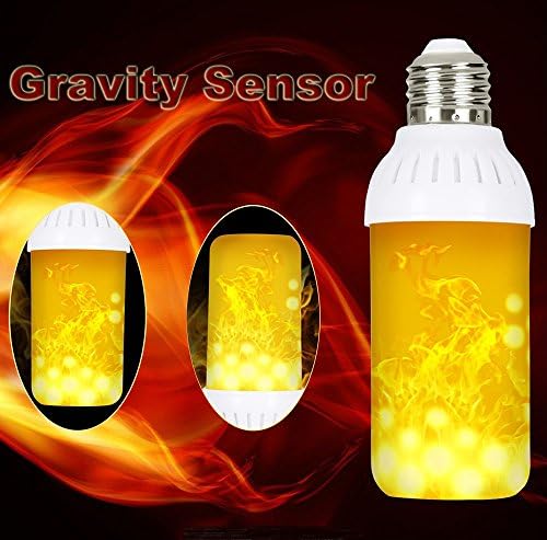 Gravity Sensor LED Flame Effect Light Bulb - E26 Standard Base - Simulation Fire Flickering 105pcs 2835 LED Beads - Vintage Atmosphere Lighting for Christmas, Hotel, Bars, Home Decoration