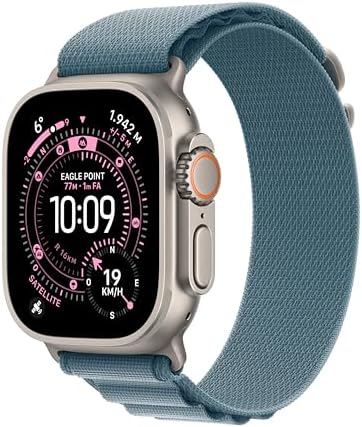 Apple Watch Ultra 3 GPS + Cellular, Cassa 49 mm in titanio naturale con Alpine Loop blu chiaro - Large