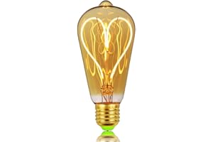 TIANFAN Żarówka LED w stylu vintage, 4 W, możliwość ściemniania, 220/240 V, E27, żarówka LED, specjalna, dekoracyjna żarówka, ciepłe światło (ST64 Heart Golden)