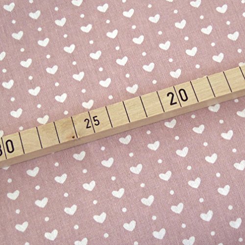0,5m Stoff altrosa Hearts and Dots Meterware 100% Baumwolle 1,4m breit - 2