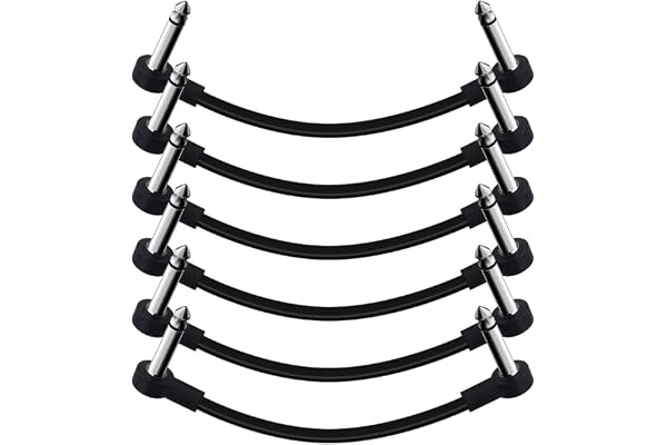 SONICAKE 6 Inch Gitarrlapp Kabel Gitarreffekt Pedalkablar ljudlösa 1/4 Tum Rät Vinkel TS Mono-snören för Gitarr/Baseffektpedaler Svart 6-Pack