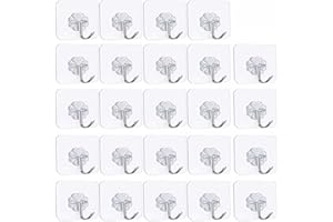 Pubiao Self Adhesive Hooks, Heavy Duty Wall Hooks Anti-Skid Traceless Sticky Hook for Kitchen Bathroom Clothes Office Ceiling Hanger for Hanging Coat Cloth Towel Key Decorations - 24 Pack