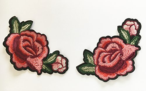 Patch Sticker Rosen Blumen 2 Stück Aufnäher Kleidung Patch 14 cm lang P218