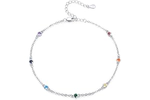 JFASHOP Chakra Cavigliera Argento 925 Bracciale Yoga Gioielli Yoga 7 Chakra Bracciale Amuleto Braccialetto Festa della Mamma Regali per Donne Ragazze