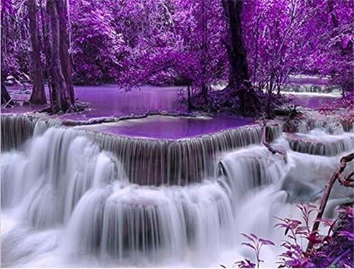 5D Diamond Painting Kit DIY Rhinestone Embroidery Cross Stitch Arts Craft For Home Wall Decors 11.8*15.7 inch (30*40 cm) ?Purple Waterfall