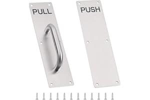 GINZER Stainless Steel Door Handle, Aluminum Alloy Pull and Push Plate Commercial Silver Heavy Duty Sliding Door Handle with Screws,300 X 100 mm