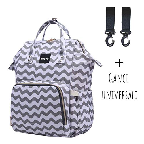 Zaino Fasciatoio Mirabèl Impermeabile Multifunzionale Con Ganci Per Passeggino Borsa Per Mamma E Papà,Capiente Elegante DurevoleTasche Isolanti Per Biberon Adatta Per Viaggiare Shopping
