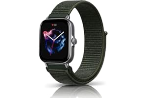 KeeFos 20MM Cinturino per Amazfit Active/Amazfit GTR Mini/Amazfit GTS 4 Mini/GTS 4/Bip 3/Bip 3 Pro, Nylon Cinturino di Ricambio Elasticizzata per Amazfit GTS 3/GTS 2e/GTS 2 Mini - Verde