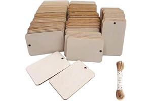 WILLIAM CRAFT Madera Artesanía DIY Etiquetas de regalo colgantes en blanco Adornos con cuerdas, decoración de fiesta de cumpleaños de boda