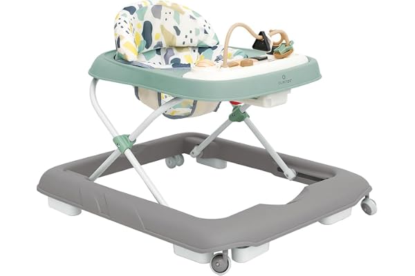 Olmitos - Déambulateur pour enfants avec plateau d'activité - Premiers pas stimulation sensorielle et développement moteur; centre d'activité pliable et réglable - Sûr avec système d'arrêt (Green Geo)