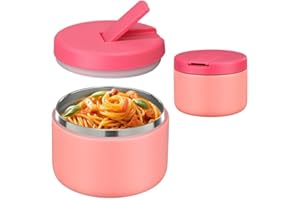 LOGEEYAR Thermos per Alimenti 350ml, Contenitore Termico per Alimenti di Acciaio Inossidabile con copertura con fibbia, collo largo, isolamento, per Cibi Caldi e Freddi Rosa