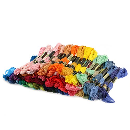 Tinksky Stickgarn Sticktwist 8m 6-Fädig mehrfarbigen Farblich Bunt Basteln, 100 Docken - 4