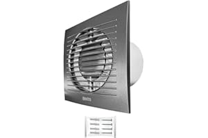 H&C VENT Anthracite 4 inch 100mm Extractor Fan with Timer and humidity sensor │ Inline Exhaust Fan │For Kitchen Bathroom Shower Toilet Wall Ceiling Window Kit │ Silent Humidistat centrifugal fume fan