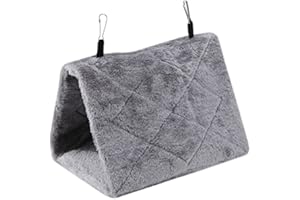 YOUTHINK Ptak gniazdo, przytulny pluszowy hamak, wiszący namiot klatkowy dla ptaków papuga ciepłe zimowe łóżko dla zwierząt domowych (M-Gray)