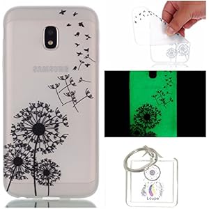 Hülle Leuchtende Galaxy J5 2017 (EU Ausgabe) Silikon Etui Handy Hülle Weiche Transparente Luminous TPU Back Case Tasche Schale Leuchten In Der Nacht Für Galaxy J5 2017 J530 + Schlüsselanhänger (P)