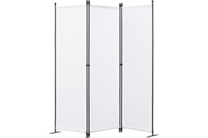Angel Living Foldable Room Divider 3 Panels Freestanding Screen Wall Room Divider Partition for Offices, Balcony, Bedroom, Outdoor Garden 168 x 165cm White