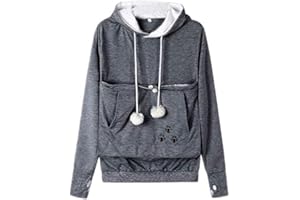 Angel ZYJ Damen Pullover Kapuzenpullover mit Katzen Hund Tasche Hundetasche Katze Sweatshirt Pulli Hoodie Kapuze Katzenpulli Beutel Langarm Herbst Winter große größen