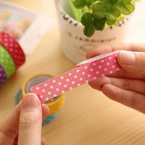 iTemer Washi Tapes Masking Tape Dekoratives Klebeband Punkte Muster 8Pcs (Jede Farbe eins) - 6