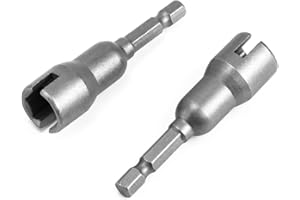 QWORK® Power Wing Nut Driver , Slot Wing Nuts Drill Bit Socket Wrenches Tools , 1/4" Hex Shank for Panel Nuts, Screws Eye C Hook & Q-Hanger , Steel , 2 Packs