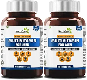 NutriOwn Multivitamins for Men Daily Tablets - Natural Supplements Aswagandha and Ginseng for Immunity, Sports, Stamina and Fitness